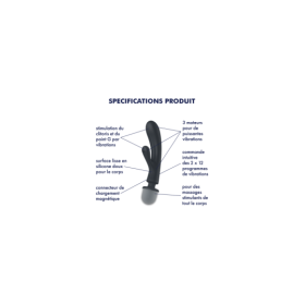2 en 1 Vibromasseur rabbit et wand noir USB Triple Lover Satisfyer 